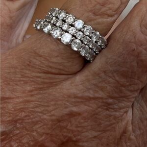 Elegant Real Gold Eternity Bands. Samples in 14k with synthetic stones.